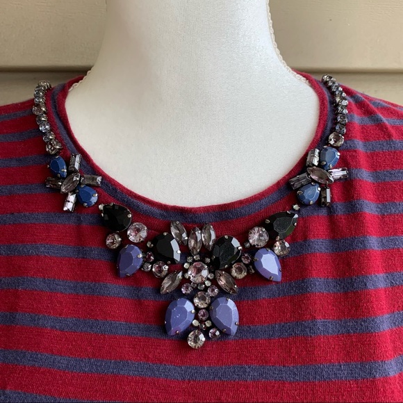 •J. Crew• Striped Rhinestone Embellished Top - Size Small - Picture 3 of 6